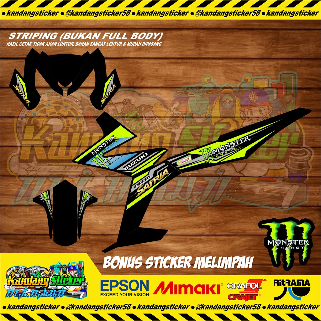 Striping Custom Satria FU 2018 FI Monster Energy MotoGP Racing Road Race Shopee Indonesia