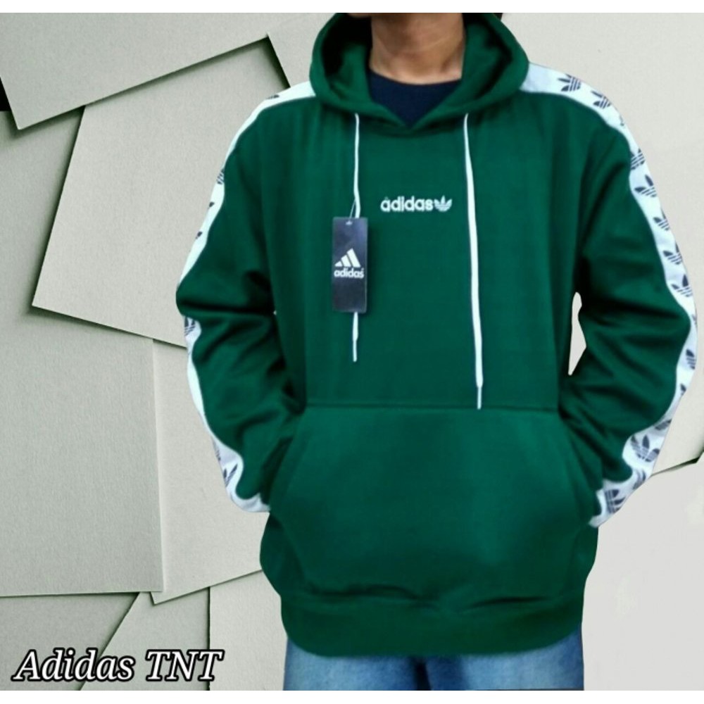 TERLARIS Jaket Hoodie Pria Adidas TNT Stripe Hijau Sweater Distro Pria Casual Jaket Keren