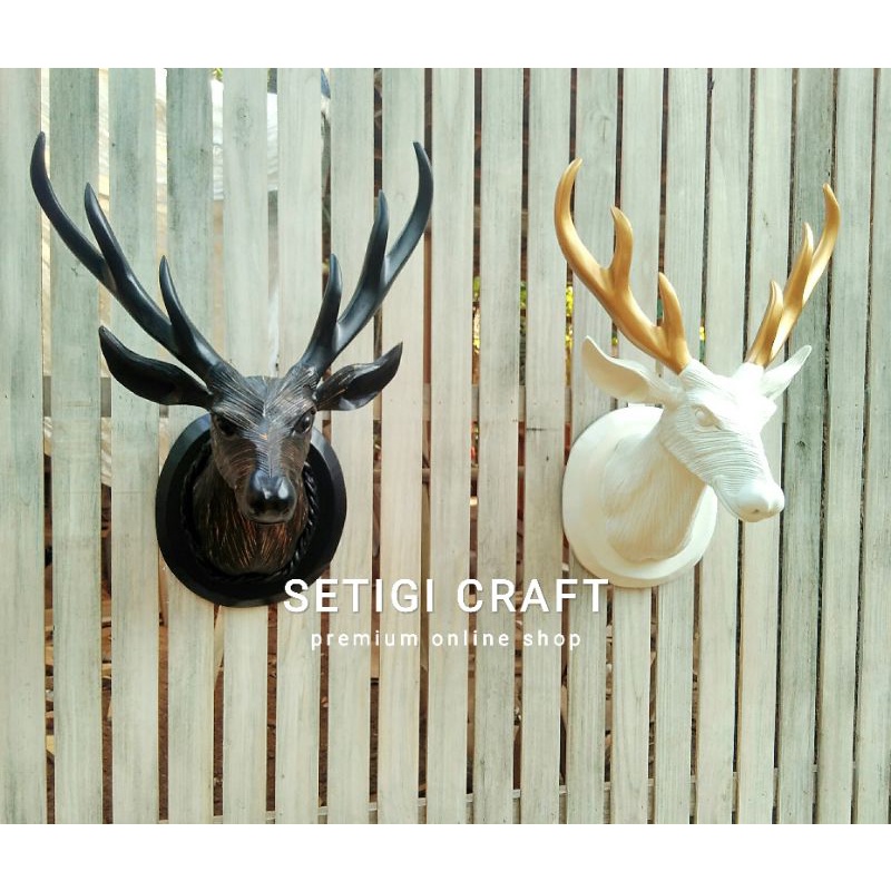 MURAH Hiasan Dinding Patung Kayu Patung Kepala Rusa Jawa