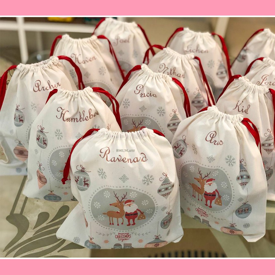 

Drawstring Pouch Custom Goodie Bag Natal