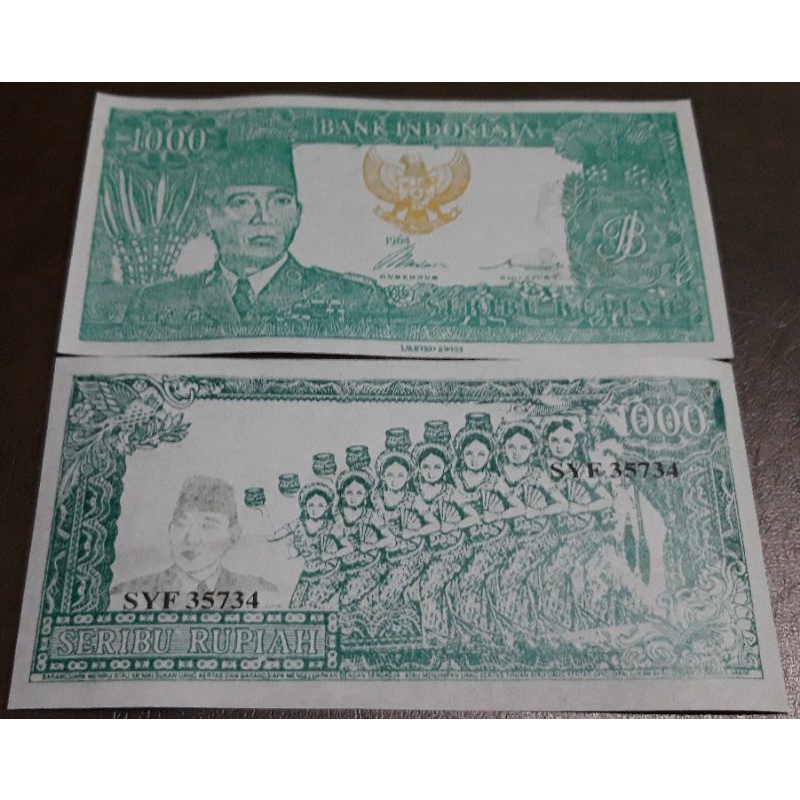 uang souvenir sukarno melengkung gambar penari serimpi 7 garuda emas