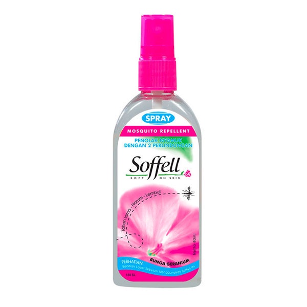 SOFFELL SPRAY 80 ML Wangi Bunga Geranium &amp; Kulit Jeruk - Semprot Penolak Anti Nyamuk Soffel Sofel