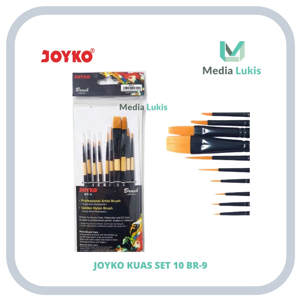 

JOYKO KUAS SET 10 BR-9 / KUAS LUKIS JOYKO SET / JOYKO RT BRUSH SET