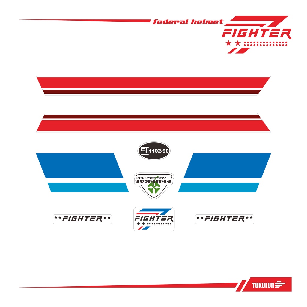 STIKER HELM FIGHTER KLASIK RETRO JADUL C70