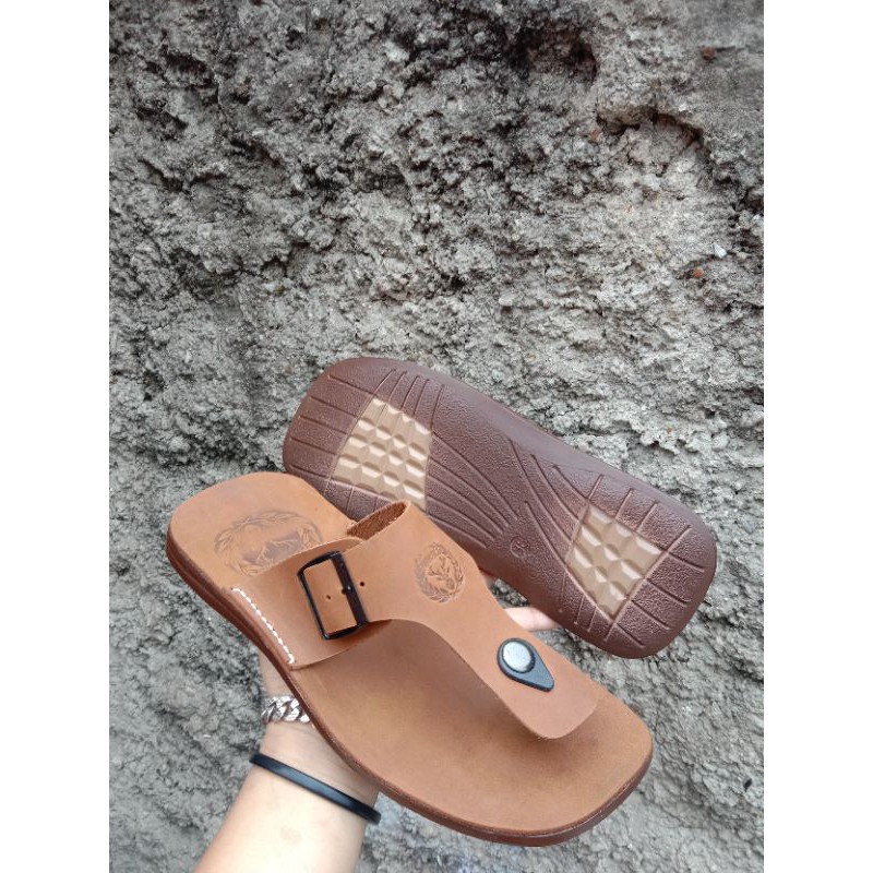 sandal japit gesper bahan full kulit sandal pria terbaru sandal berkulit sandal gesper