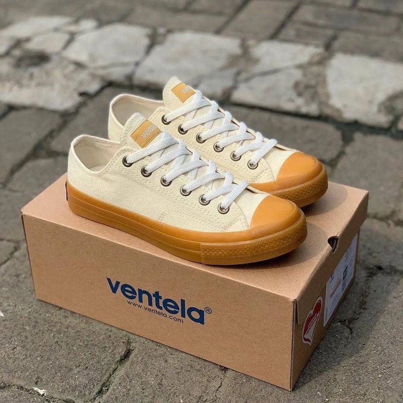 Ventela 70s low black gum white &amp; army green