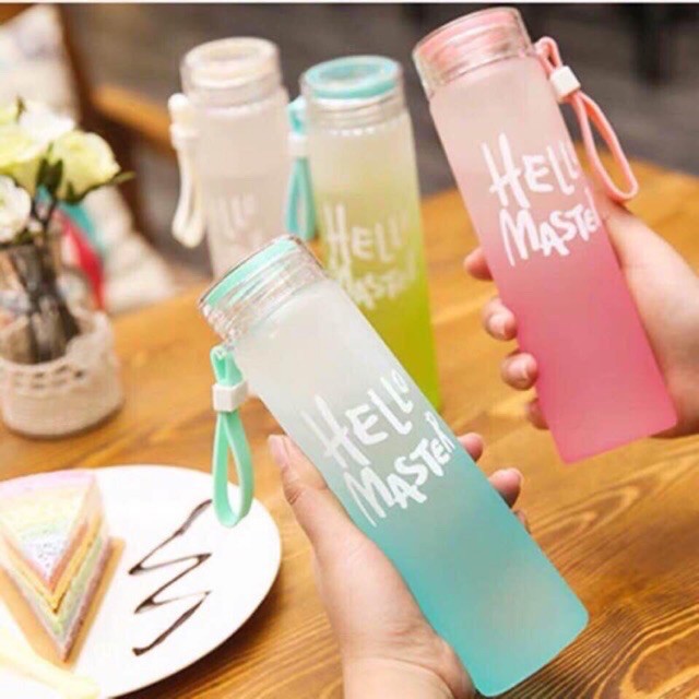 Botol Minum Kaca Hello Master Tempat Air Minum Serbaguna