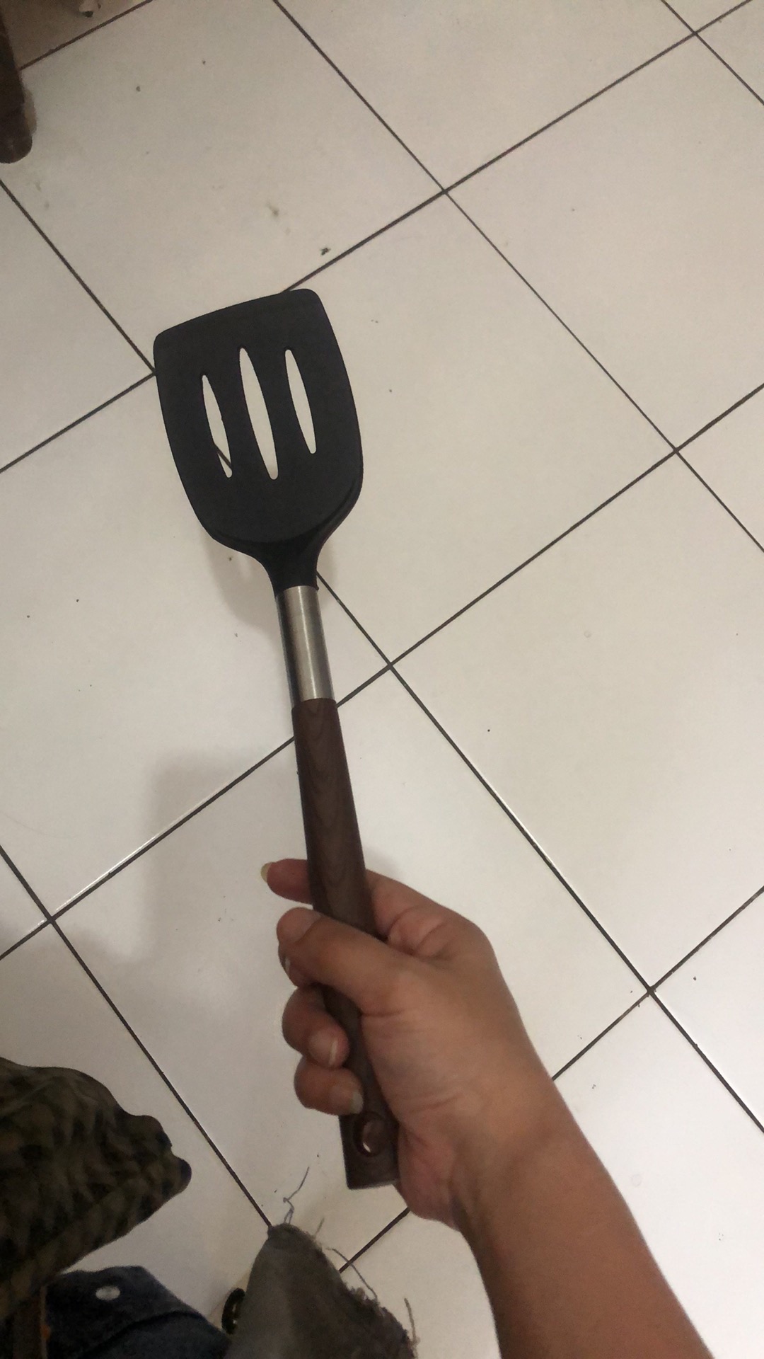 Cypruz Am0995 Am0996 Am0997  Spatula Turner Lubang Gagang Motif Kayu Spatula Sutil Sodet
