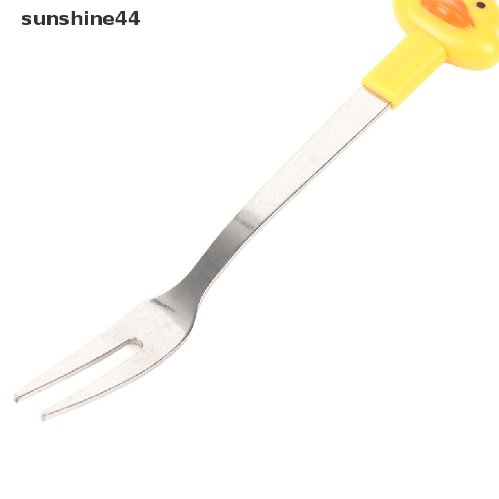 Sunshine 6pcs / Set Garpu Buah / Dessert / Salad Mini Bentuk Bebek Kartun Bahan Stainless Steel