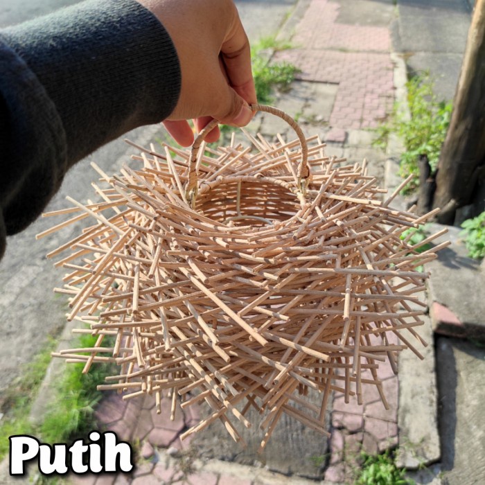 Kap Lampu Rotan Model Landak 30 Cm/Lampu Rotan/Lampu Cafe/Lampu Unik 030