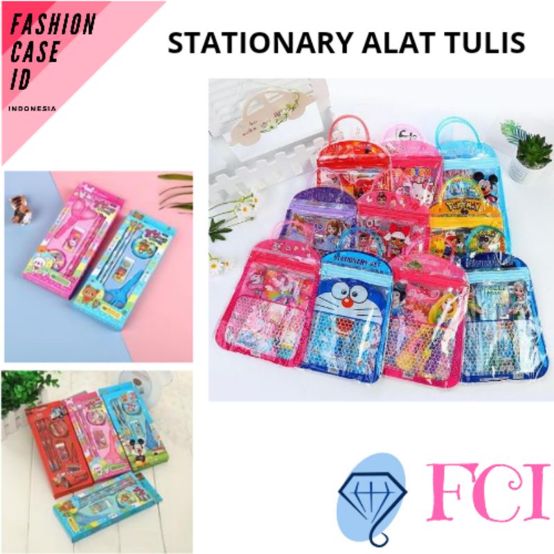 

Stationary Set 7 in 1 Free Tas & Alat Tulis 5 in 1 / Souvenir Ulang Tahun Anak Sekolah / Pensil Penghapus Gunting Peraut Buku Tulis