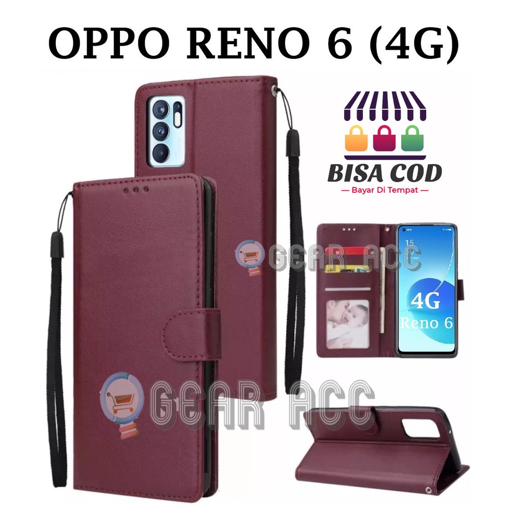 FLIP CASE UNTUK OPPO RENO 6(4G)-FLIP COVER DOMPET CASING-WALLET LEATHER CASE FLIP SARUNG BUKU FLIP L
