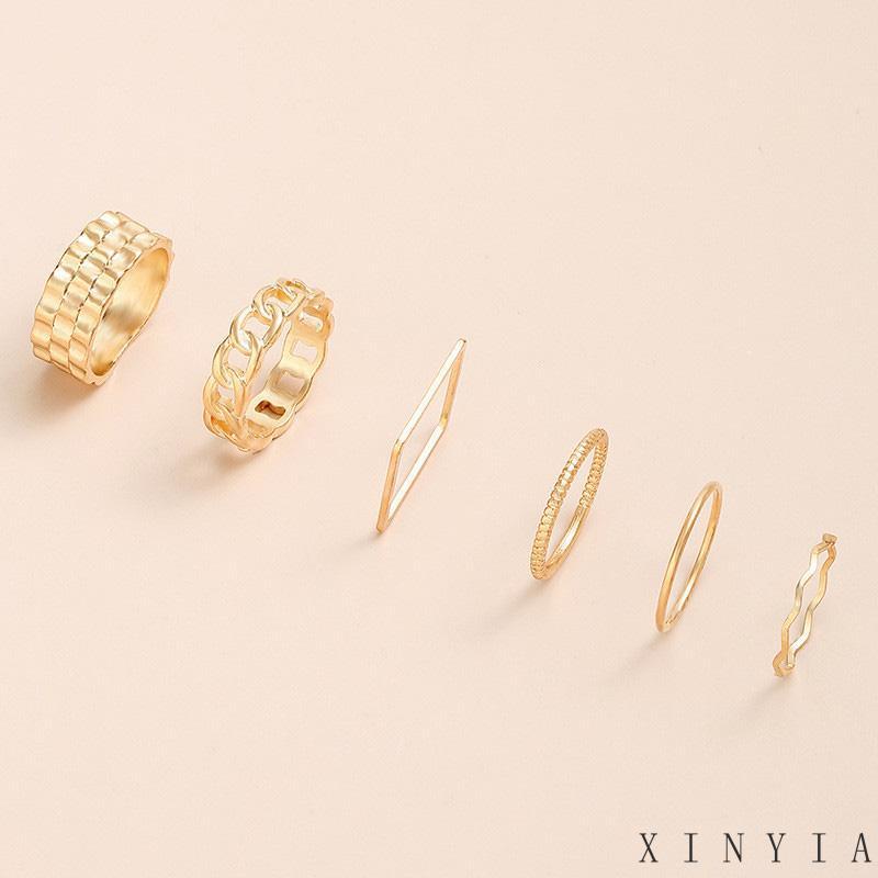 4pcs / Set Cincin Jari Telunjuk Bentuk Geometris Gaya Retro Untuk Wanita