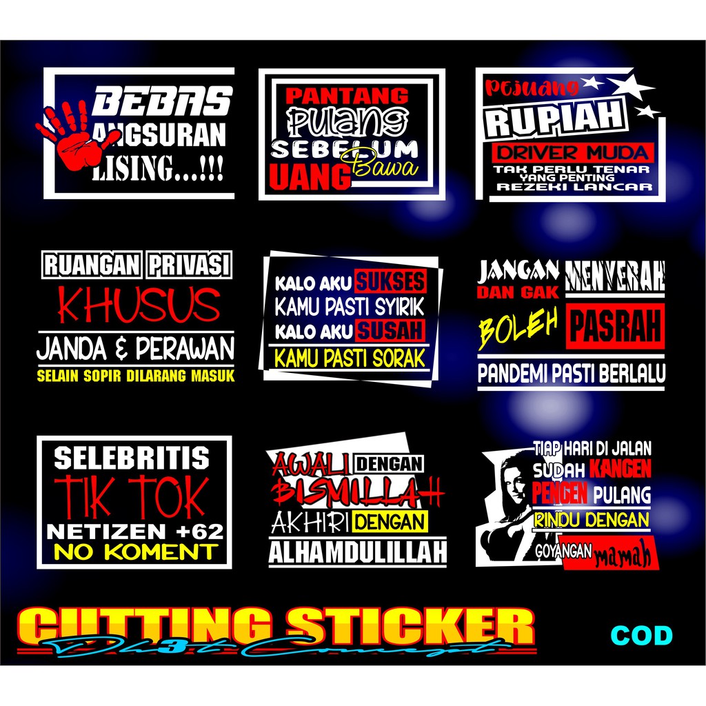 Stiker Kata Kata Kaca Mobil Truck pick Up Toronton Cold Diesel Bus Stiker Kata Lucu