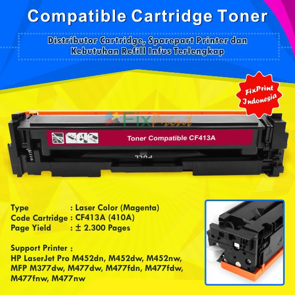 Cartridge Toner Compatible 410A CF410 CF411A CF412A CF413A Printer Laserjet Pro M452dn M477dw M477nw