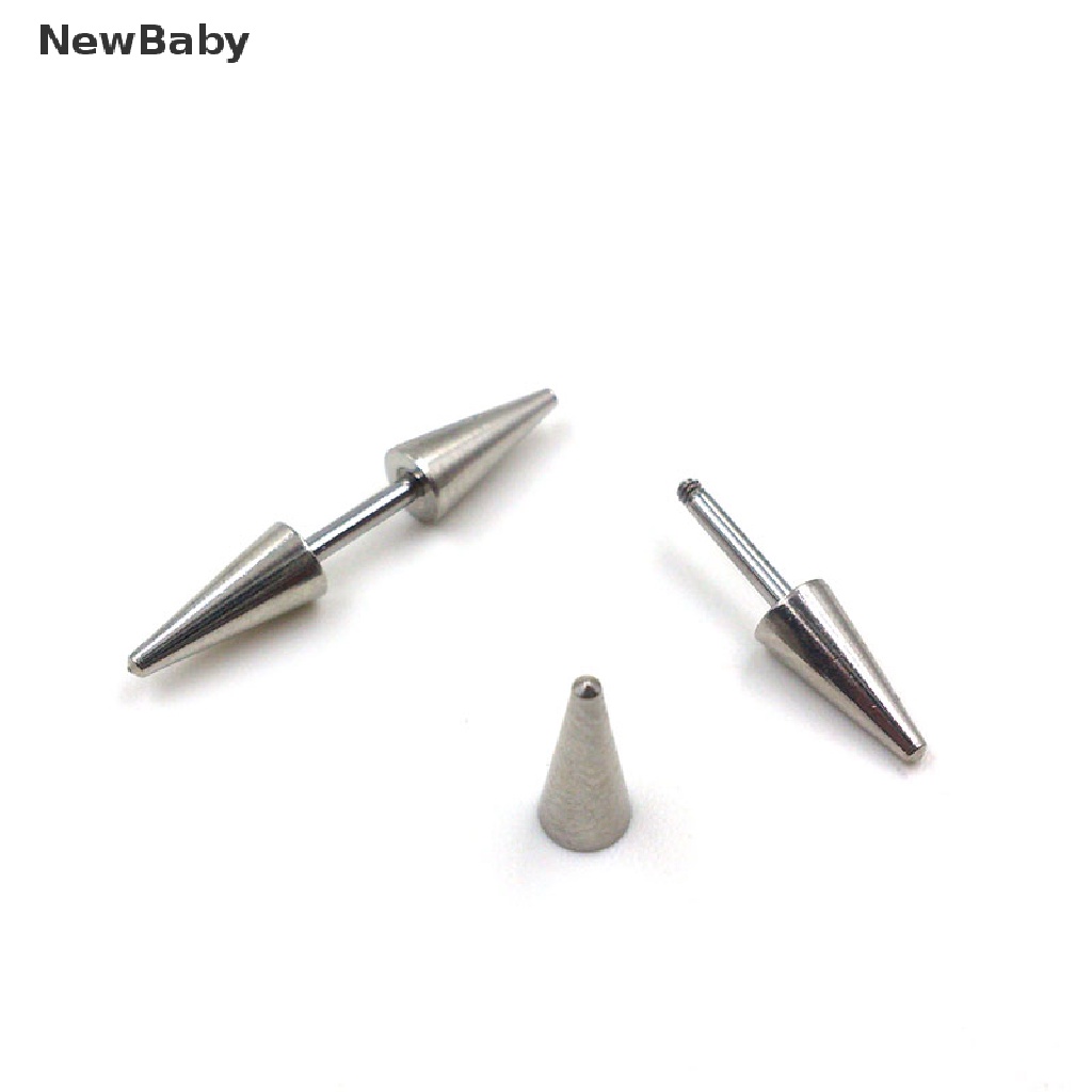 1 Pasang Anting Stud Rivet Spike Punk Rock Bahan Stainless Steel Untuk Pria Dan Wanita