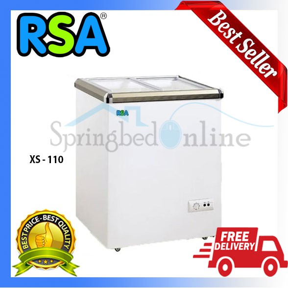 Sliding Flat Glass Freezer RSA - XS 110 - Garansi Resmi