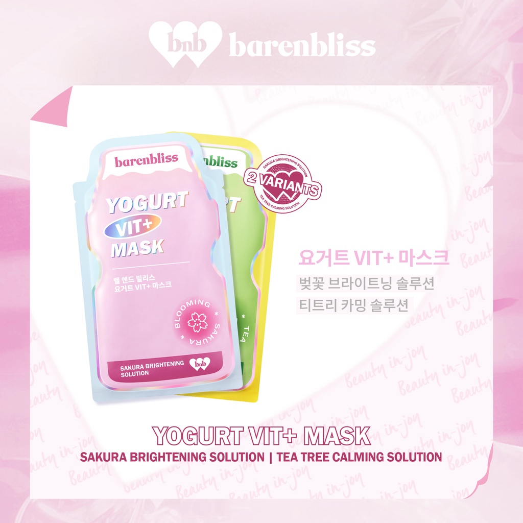 YOU BNB barenbliss Yogurt Vit+ Mask - Calming Sheet Mask Korea Essence Serum Masker Wajah Skincare 25ml