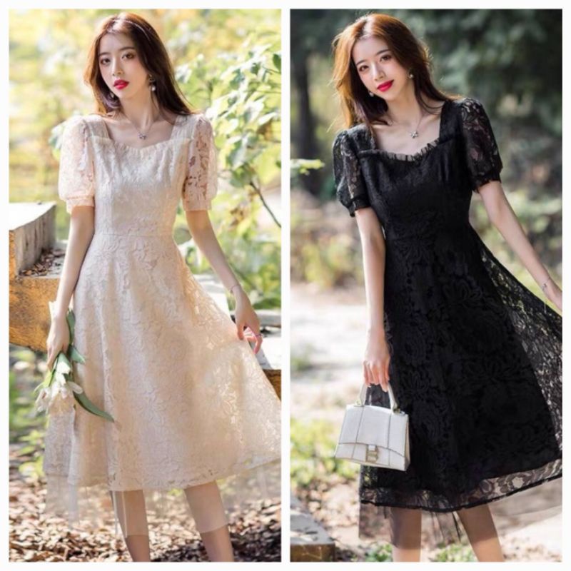 (FIFELS) Midi Dress Gaun Pesta Murah Charlotte Lace & Tille Premium Dress