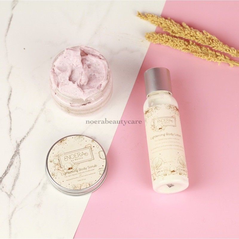 Noera Lightening Body Lotion &amp; Scrub - Lotion Scrub Pemutih Badan BPOM