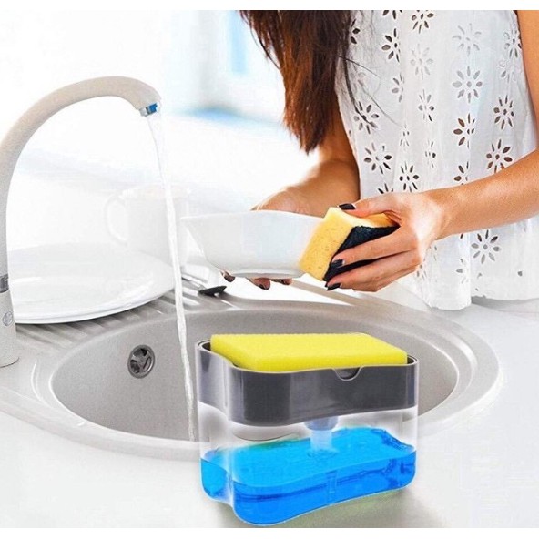 NEW!TEMPAT SABUN CUCI PIRIG SOAP PUMP + SPONGE/PUMP DISPENSER 2IN1/SPONS BUSA SABUN CAIR CUCI PIRING