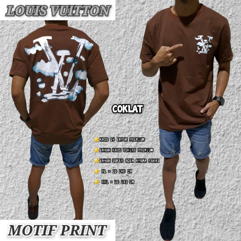 kaos import pria BAJU KAOS PRIA BRANDED KAOS LV IMPORT PREMIUM MOTIF PRINT BAHAN KAOS FULL T-SHIRT 1