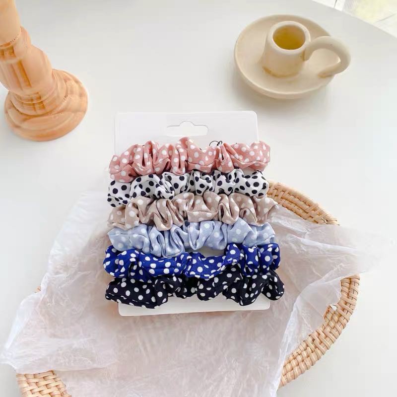 Ikat Rambut Bulat Polkadot / Karet Rambut Aksesoris/Scrunchie/Cemol/cepol rambut/Scrunchie jumbo