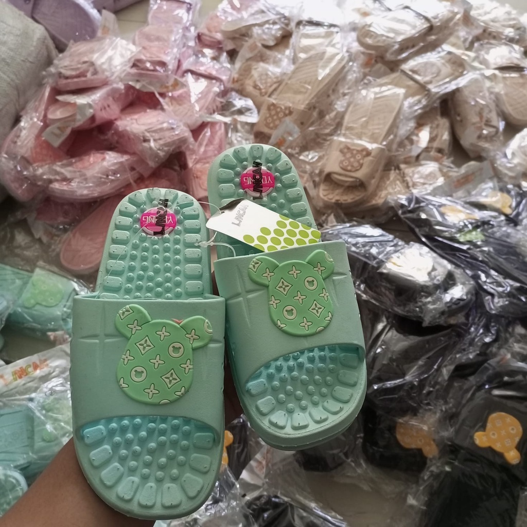 Sandal Wanita Selop Kekinian Miniso Elastis Reumatik Empuk