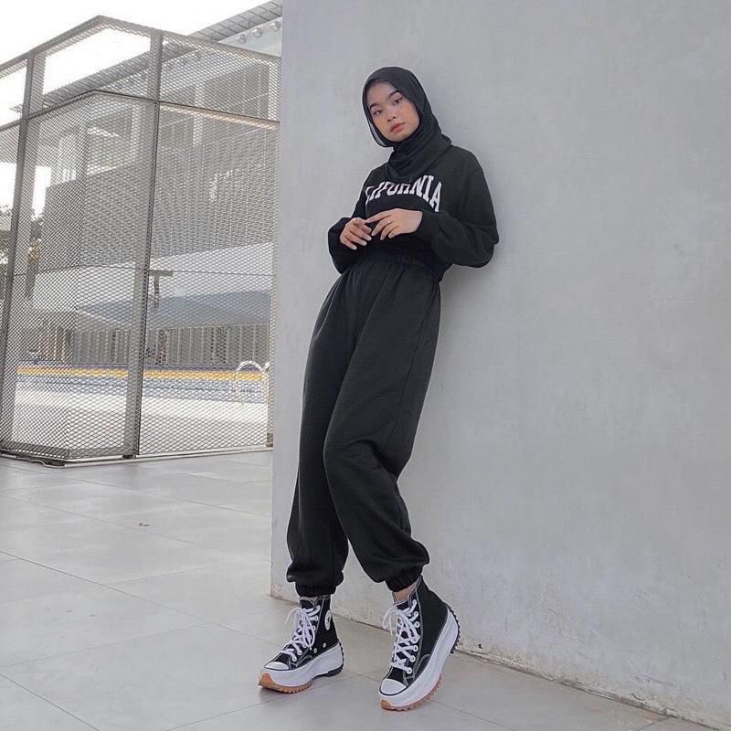 SWEATPANTS TWO TONE / JOGGER PANTS / CELANA JOGGER PANJANG/ NOKANTONG KIRI KANAN / BAHAN BABYTERRY