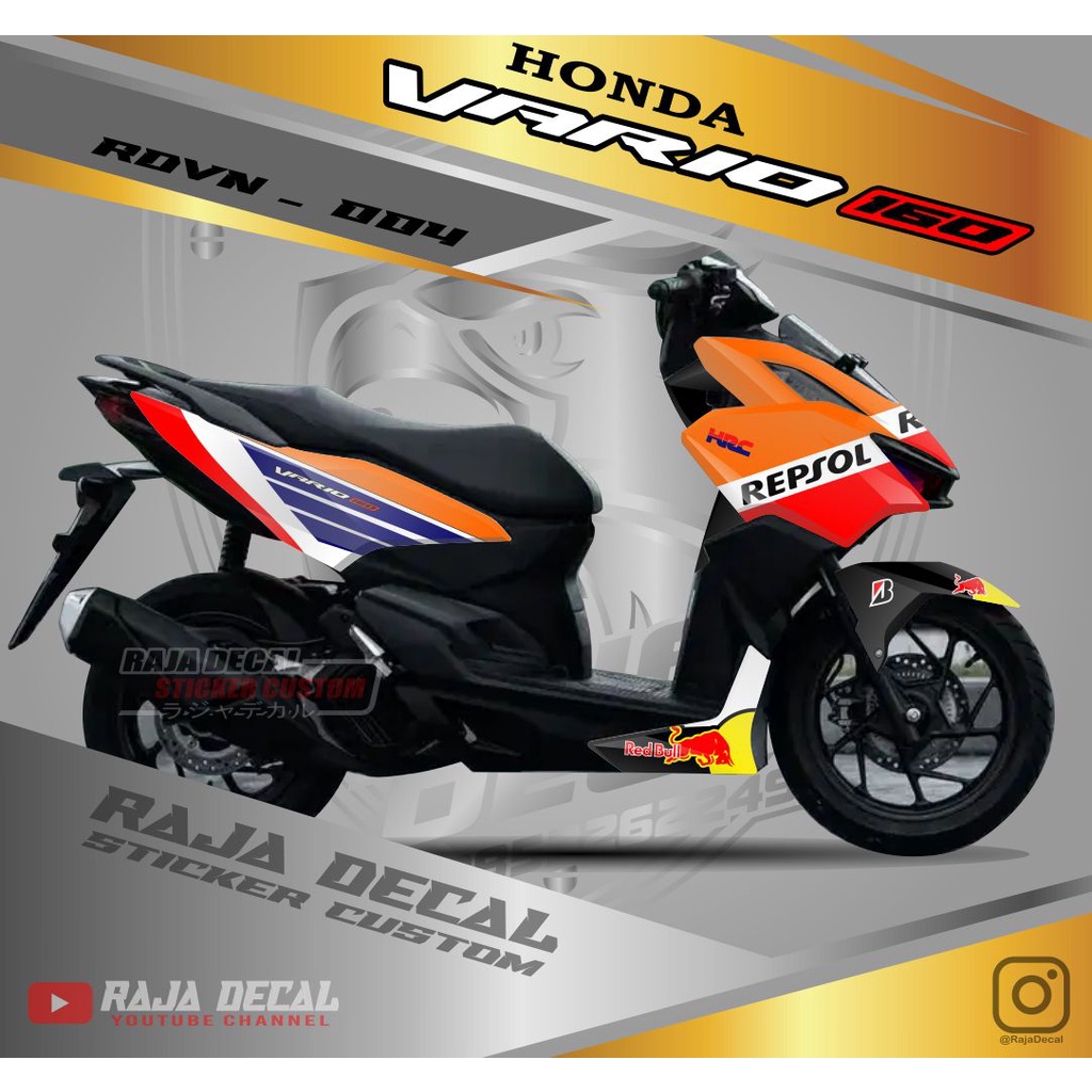 Decal Sticker Honda Vario 160 New 2022_Stiker Dekal Vario 160 Custom Racing Honda Repsol Kode 004