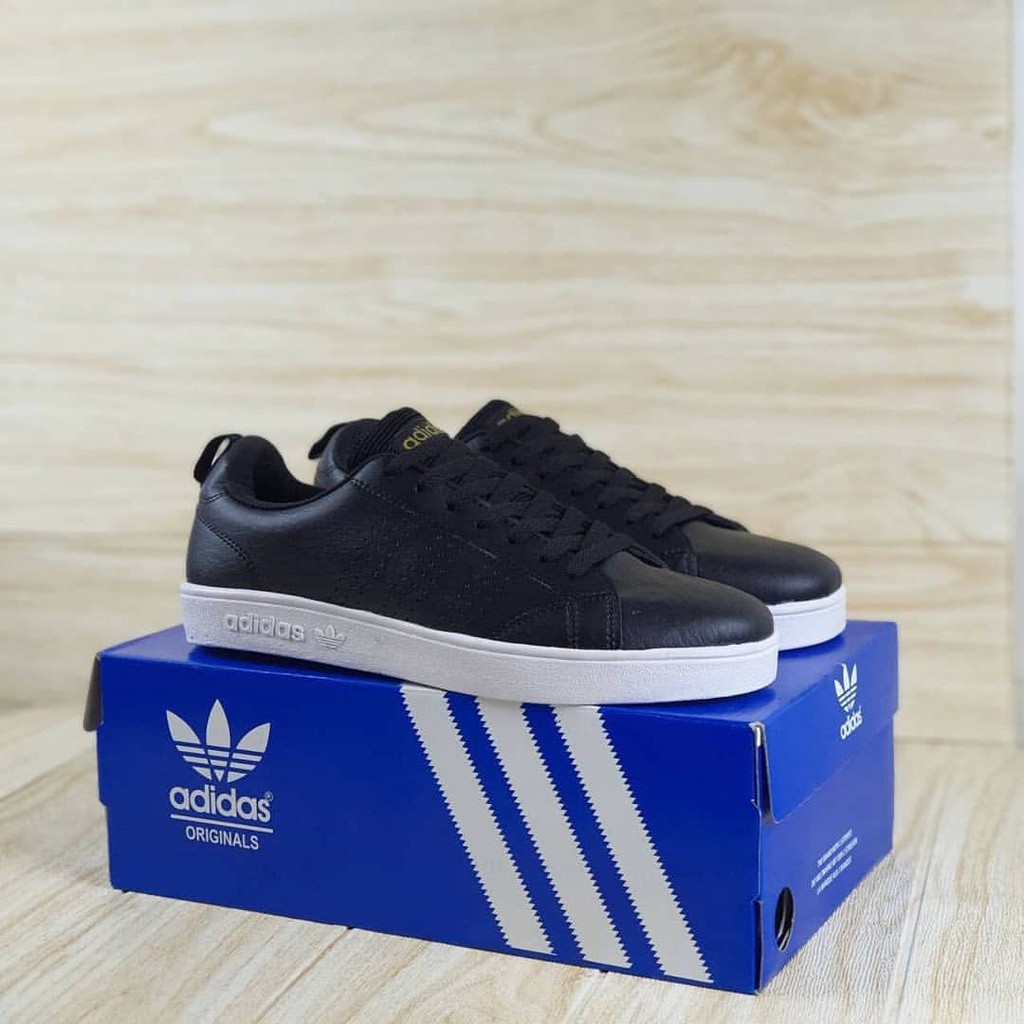 Sepatu Adidas Advantage Grade Original Black White Hitam Putih Sneakers Kasual Kets Cewek Cowok