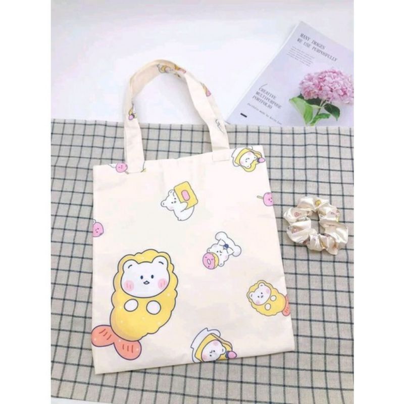 TOTE Head Bear Tas Sekolah Tas Bahu Tas Sablon