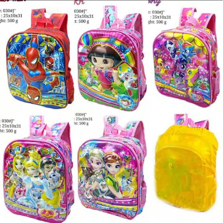 Tas lampu musik anak tas sekolah anak tas pony import + rain cover