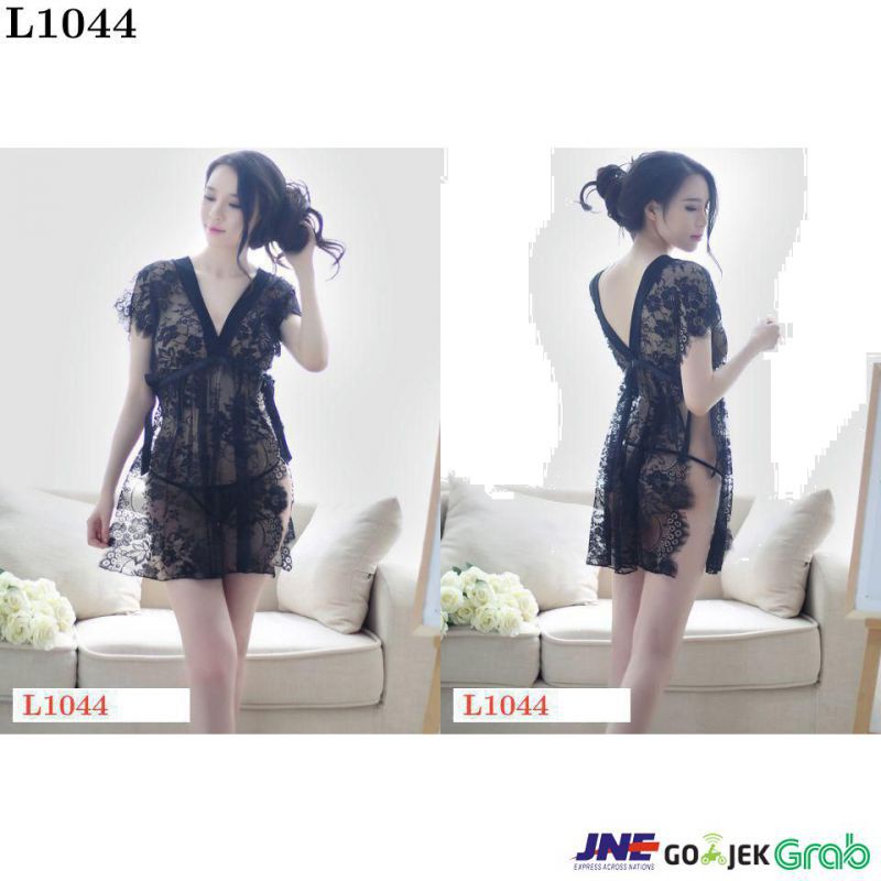 Lingerie Babydoll Hitam Transparan, Tali Ikat Samping