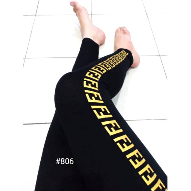 PREMIUM REAL PIC Celana Legging Wanita FF 806 Gold Import