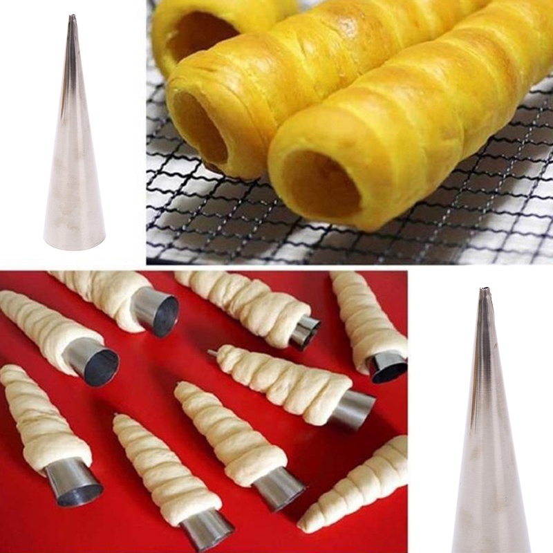 1 Pc Tabung Kerucut Spiral Bahan Baja Untuk Alat Baking Roti Croissants