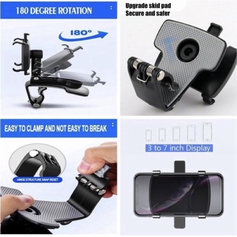 HOLDER HP MOBIL JEPIT DASBOARD SPION 360 DERAJAT CAR PHONE HOLDER HD35