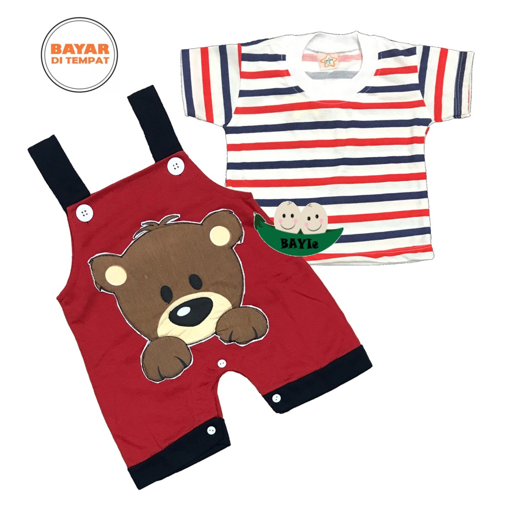 BAYIe -  Baju Bayi/Anak lengan Pendek Model Jumper/Romper/Hansop/Kodok motif BEAR LITTLE