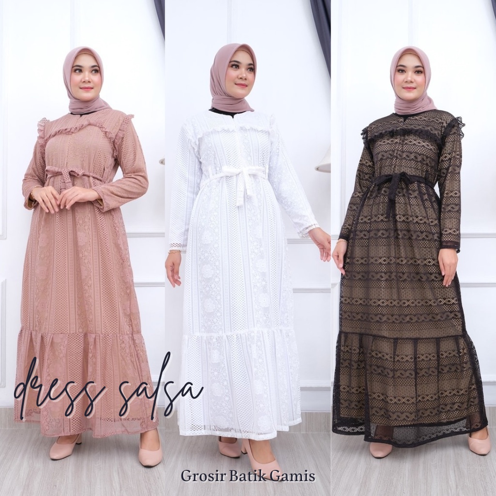 GAMIS SALSA DRESS TILE POLKADOT | BAJU PESTA KONDANGAN LAMARAN PREMIUM KEKINIAN COD