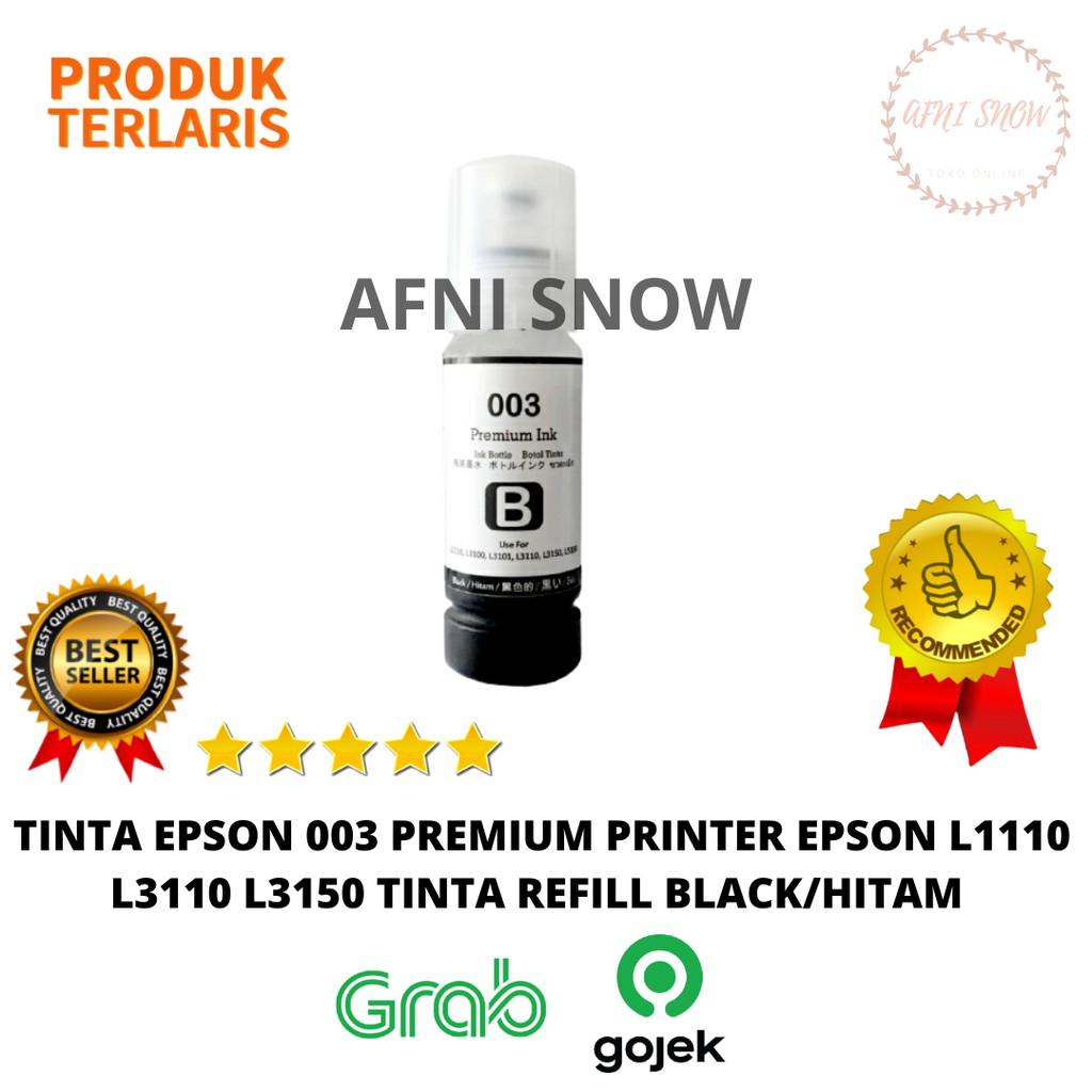 Tinta 003 Premium Refill Printer Epson L1110 L3110 L3150 L4150 L6190 - Black / Hitam