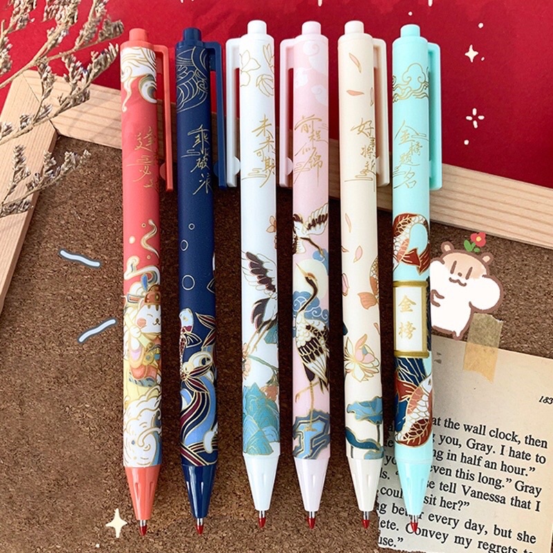 1 PCS Pen Gel Retractable Black Ink 0.5 k Fancy Cute Pretty Korean Style KALIGRAFI Japanese Kawaii C