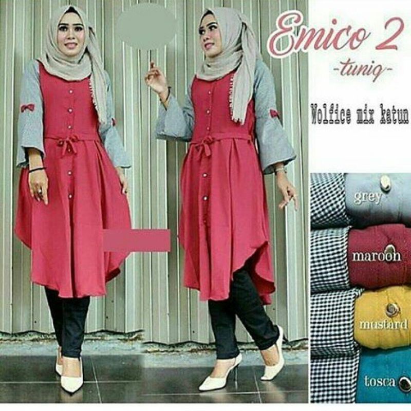 Emico tunik atasan wanita fashion muslim remaja