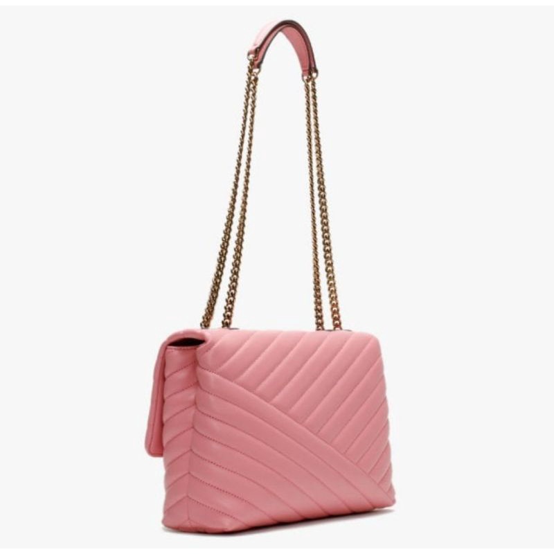 Tory Burch Kira Chevron Convertible Shoulder Bag Medium 27 Cm - Pink