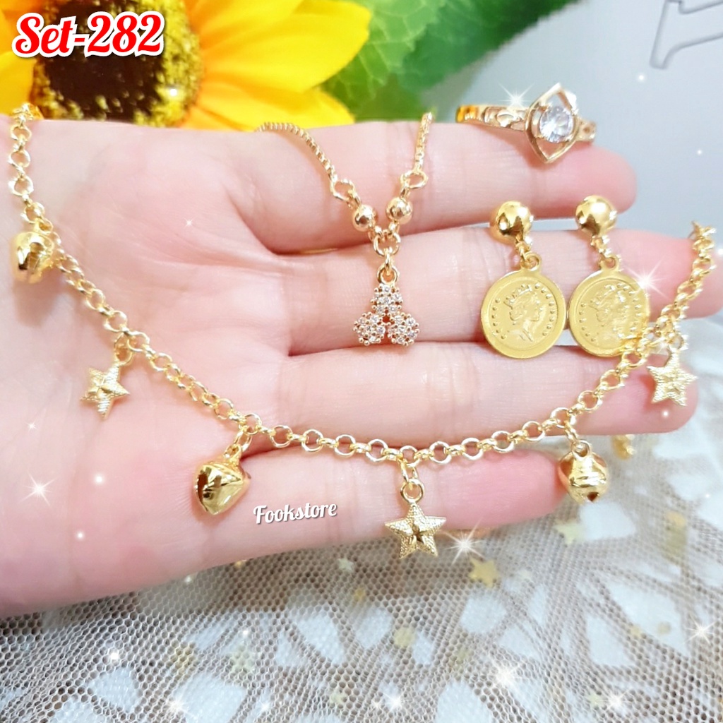 SET PERHIASAN WANITA FASHION KOREA | SET KALUNG AKSESORIS DEWASA 4 IN 1