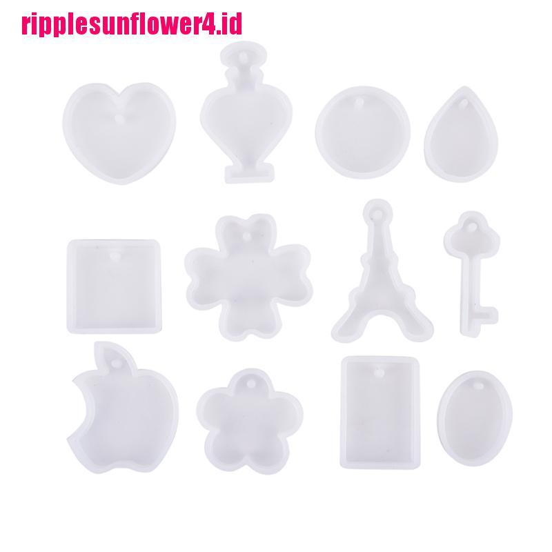 12pcs / set Cetakan Resin Bentuk Kunci Waterdrop Bahan Silikon Untuk Membuat Perhiasan