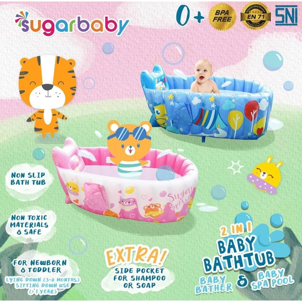 Sugarbaby 2in1 Inflatable Baby Bath Tub 2in1 Baby Bather &amp; Baby Spa Pool kolam bak mandi bathtub bath tub Baby Bather Sugar Baby