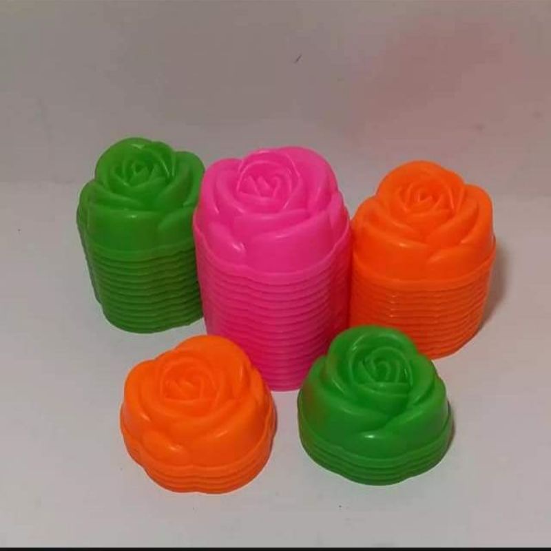 Cetakan Kue Mawar Plastik / Puding Mawar / Agar / Jelly / Coklat Mawar Uk Besar Dan Kecil