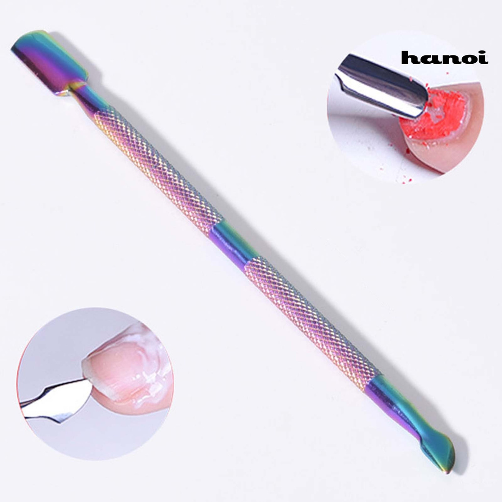 Alat Pendorong Kutikula Dua Sisi Bahan Titanium Stainless Steel Anti Slip Untuk Manicure