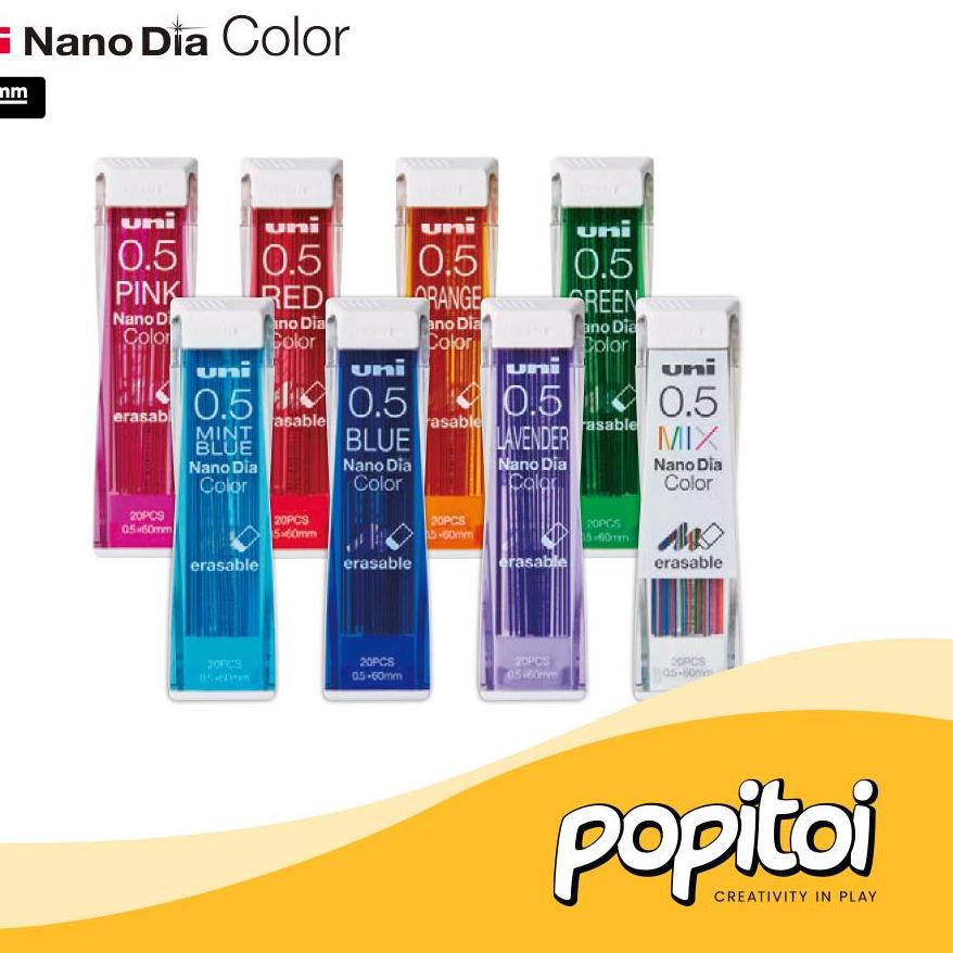 

Terbaru|SQ11|Uni Nano Dia Color Erasable Lead 0.5 0.7 mm Mix 7 Refill NanoDia 0.5mm isi pensil mekanik cetek