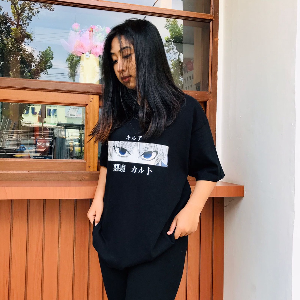 Tshirt Killua Eyes Anime Hunter X Hunter Manga Kaos HXH Killua Zoldyck Wibu Otaku Unisex